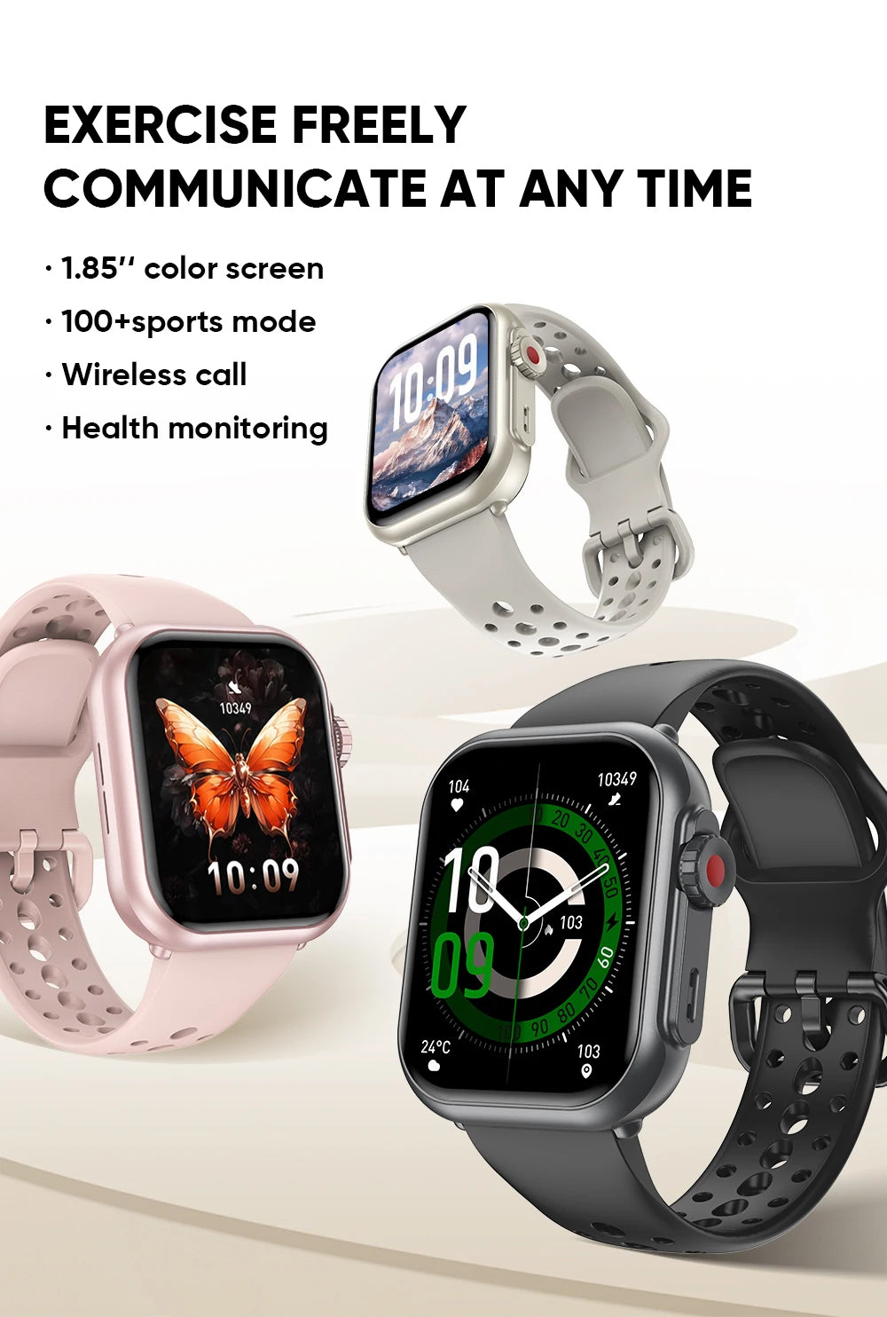 2025 New Fashion Sports Smart Watch Men Women 1.85-Inch HD AMOLED Full Touch Screen IP68 Waterproof Bluetooth Call SmartWatches