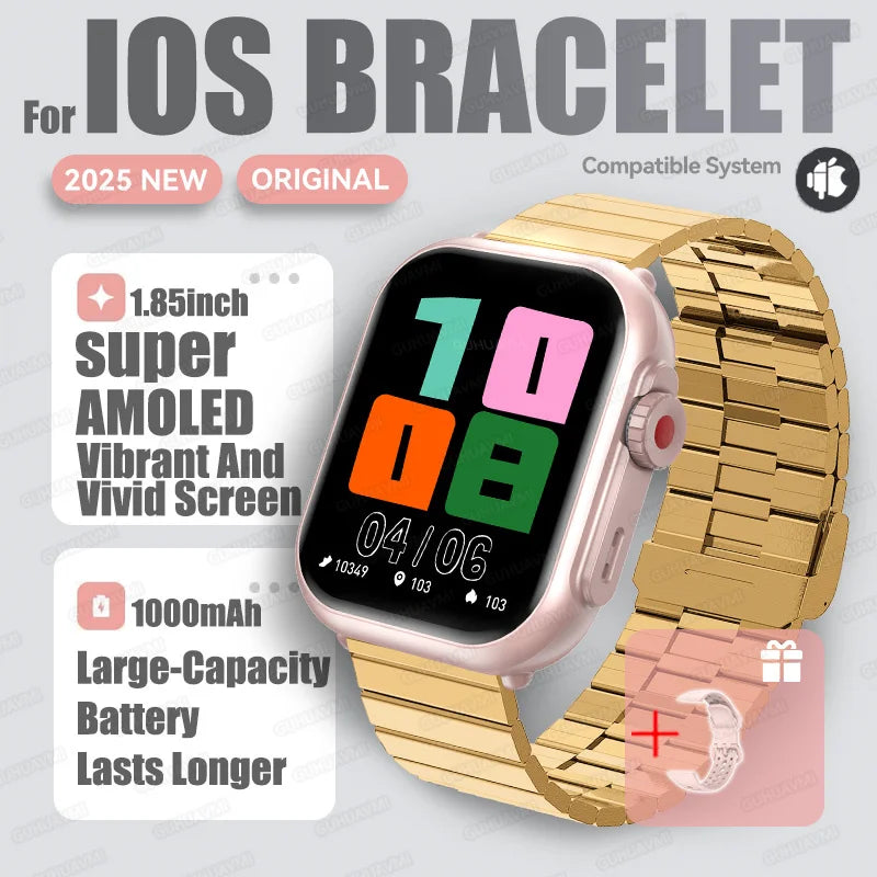 2025 New Fashion Sports Smart Watch Men Women 1.85-Inch HD AMOLED Full Touch Screen IP68 Waterproof Bluetooth Call SmartWatches