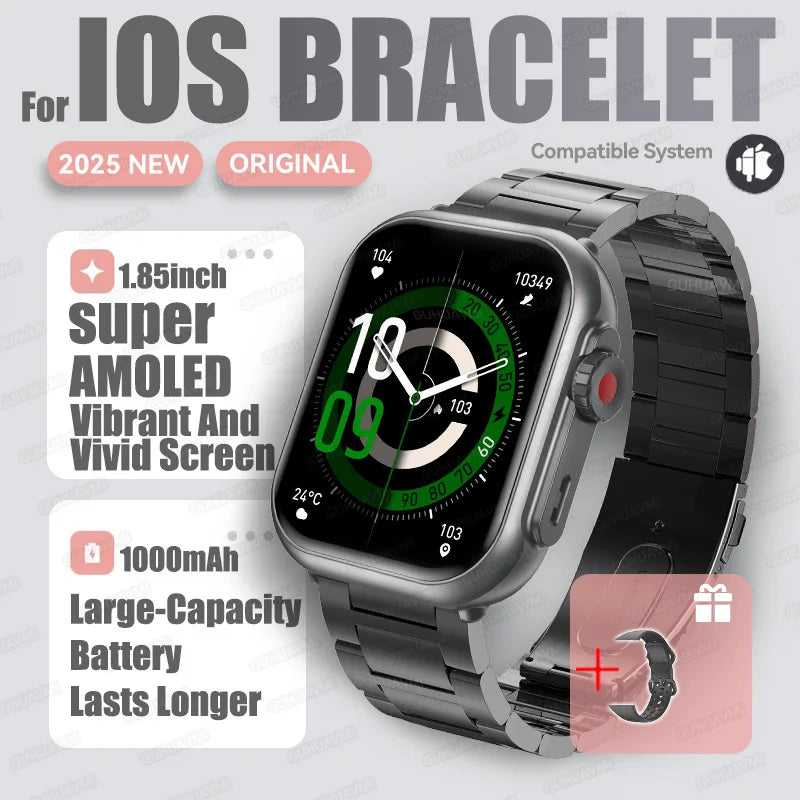 2025 New Fashion Sports Smart Watch Men Women 1.85-Inch HD AMOLED Full Touch Screen IP68 Waterproof Bluetooth Call SmartWatches