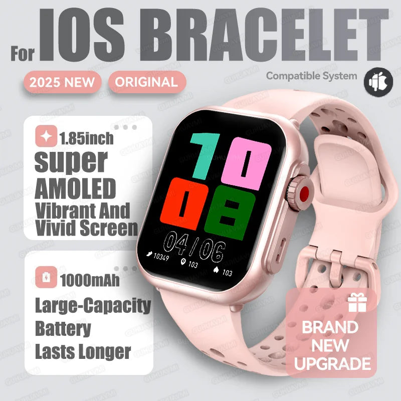 2025 New Fashion Sports Smart Watch Men Women 1.85-Inch HD AMOLED Full Touch Screen IP68 Waterproof Bluetooth Call SmartWatches