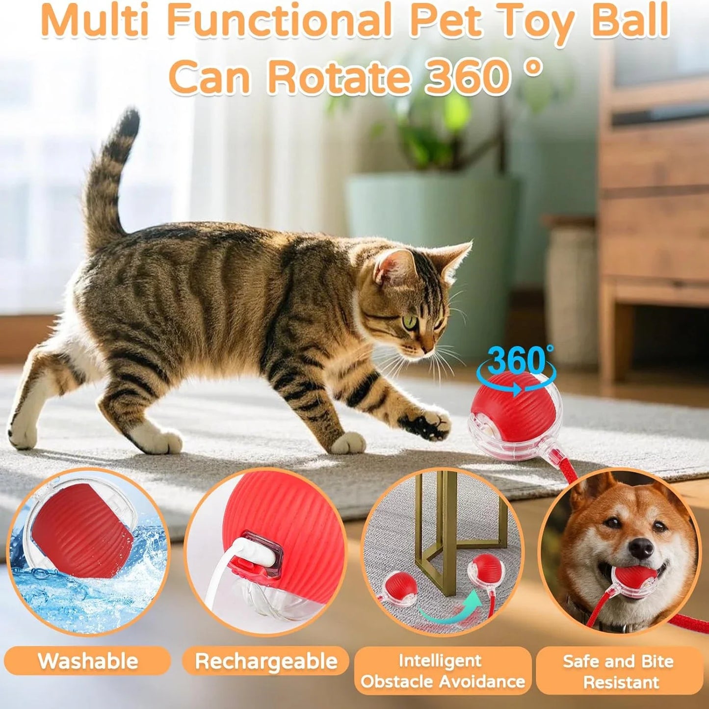 Interactive ball for pets